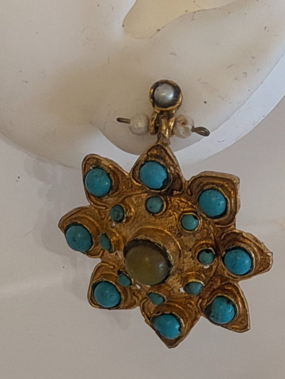 Traditional Turkish Ottoman Earrings Costume 24kt Gold over bronze - Picture 3 of 6